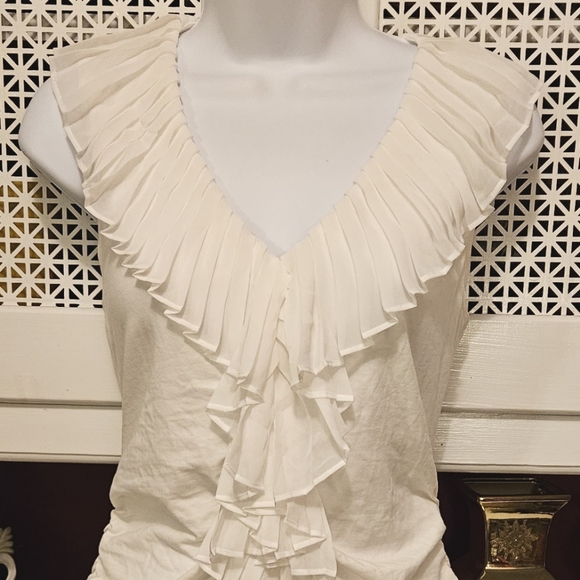 CAbi Ruched Pleat Ruffle Top - Picture 3 of 7